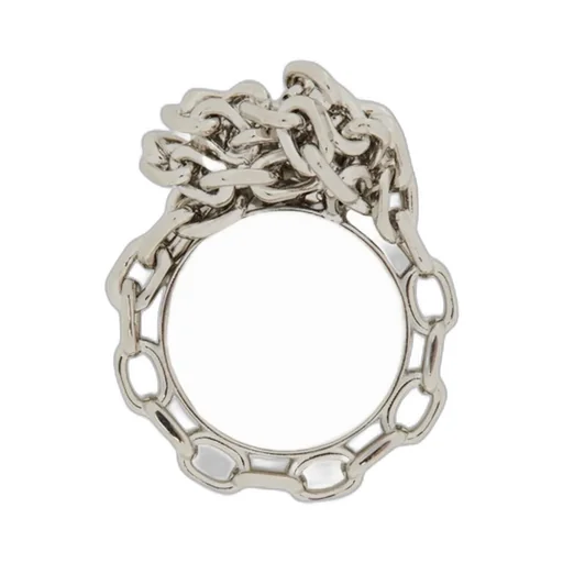 Engraved-Logo Knotted-Chain-Detail Ring