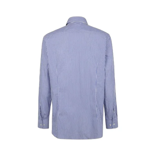 Striped-Pattern Embroidered-Logo Shirt