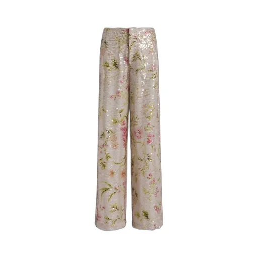 Alberta Ferretti Sequined Floral Print Trousers