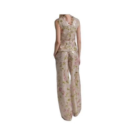 Alberta Ferretti Sequined Floral Print Trousers