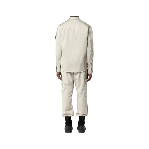 Stone Island Logo Patch Zip-Up Shirt