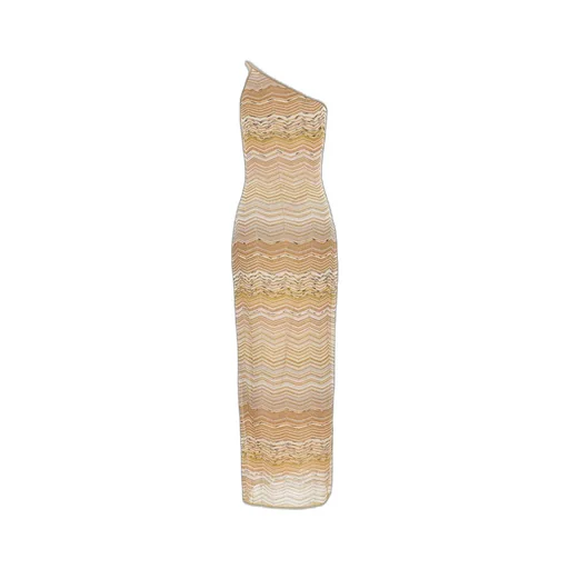 Missoni Chevron Pattern Long One-Shoulder Dress