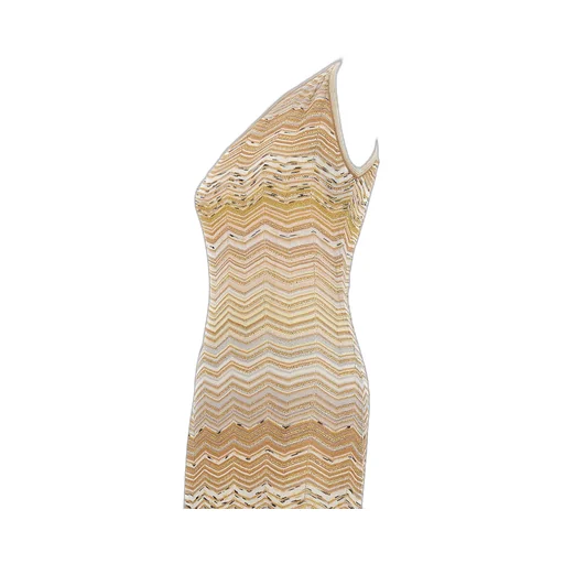Missoni Chevron Pattern Long One-Shoulder Dress