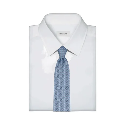 Gancini Chain Print Silk Tie