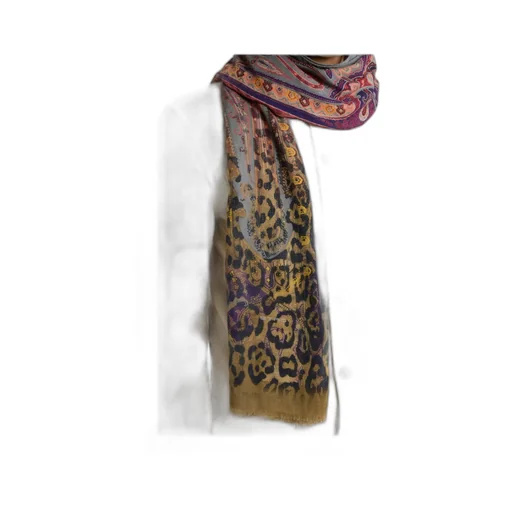 Wool-Blend Scarf With Degradé Animal Motif
