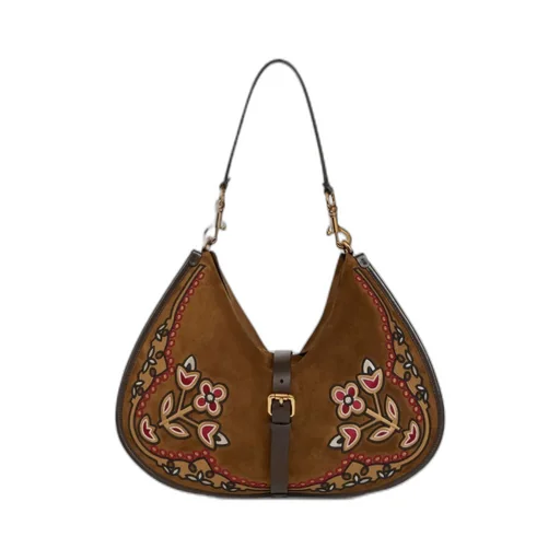 Maxi Suede Pony Bag With Embroidery