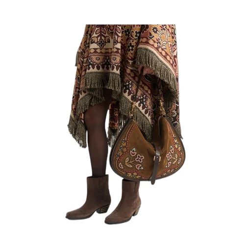 Maxi Suede Pony Bag With Embroidery