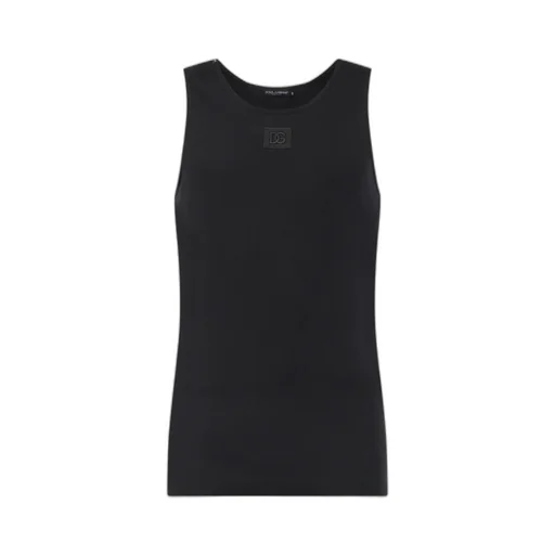 Dolce & Gabbana Logo Patch Ribbed Tank Top