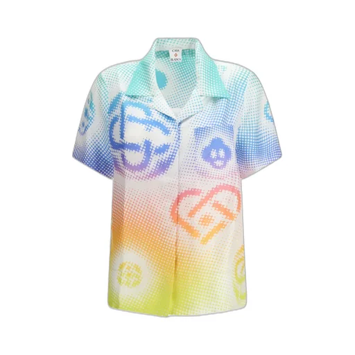 Casablanca Halftone Logo Short Sleeved Satin Shirt