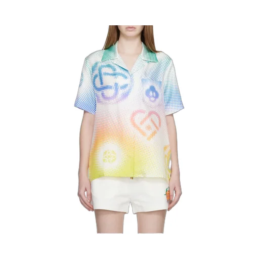 Casablanca Halftone Logo Short Sleeved Satin Shirt