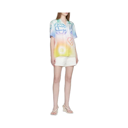 Casablanca Halftone Logo Short Sleeved Satin Shirt