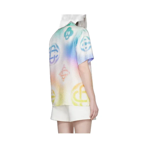 Casablanca Halftone Logo Short Sleeved Satin Shirt