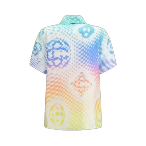 Casablanca Halftone Logo Short Sleeved Satin Shirt