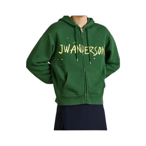 Jw Anderson Logo Printed Zip-Up Hoodie