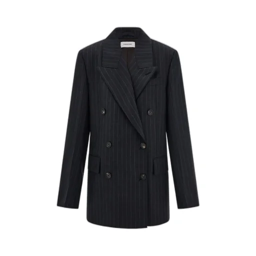Double-Breasted Pinstripe Suit Jacket