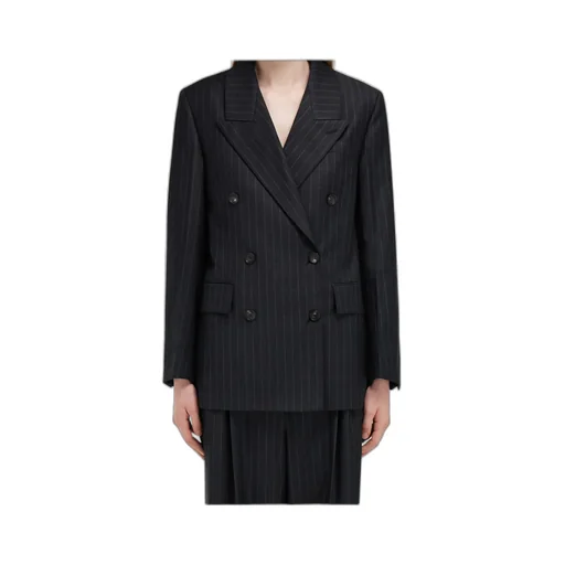 Double-Breasted Pinstripe Suit Jacket
