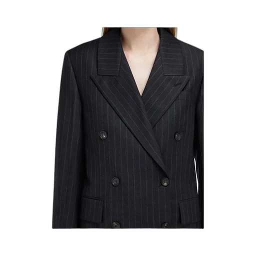 Double-Breasted Pinstripe Suit Jacket