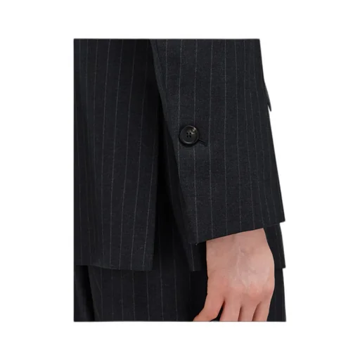 Double-Breasted Pinstripe Suit Jacket