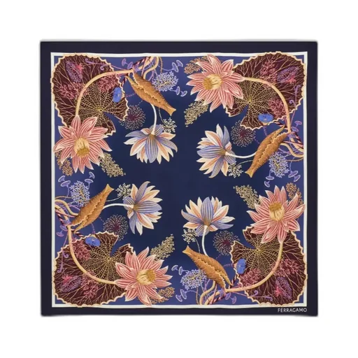 Water Lilies Print Silk Scarf