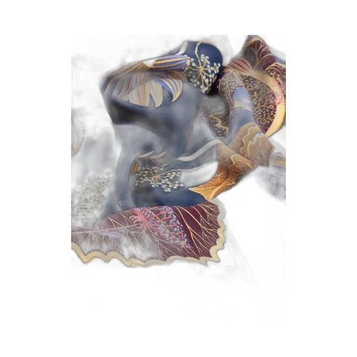 Water Lilies Print Silk Scarf