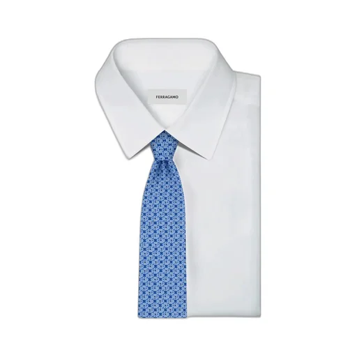 Gancini Square Print Silk Tie