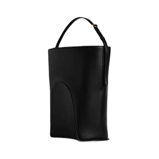 Ring-Detail Black Bucket Bag