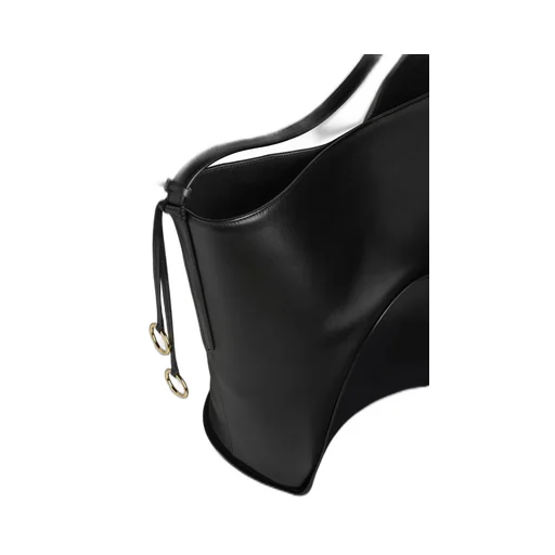 Ring-Detail Black Bucket Bag