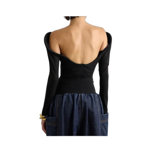 Backless Padded Knitted Bodysuit