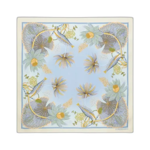 Water Lilies Print Silk Scarf