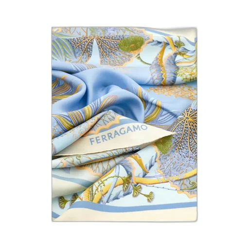 Water Lilies Print Silk Scarf