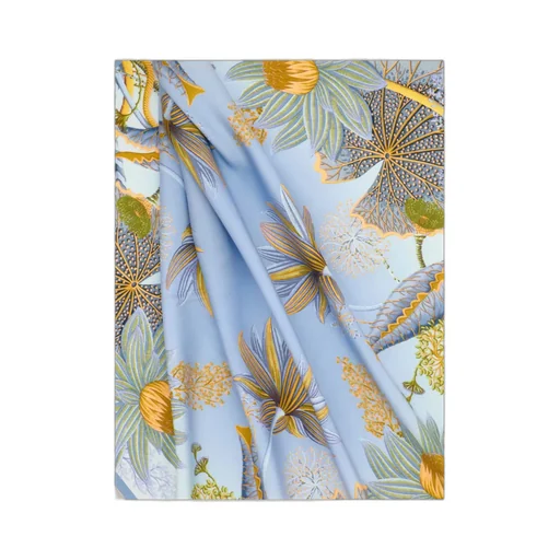 Water Lilies Print Silk Scarf