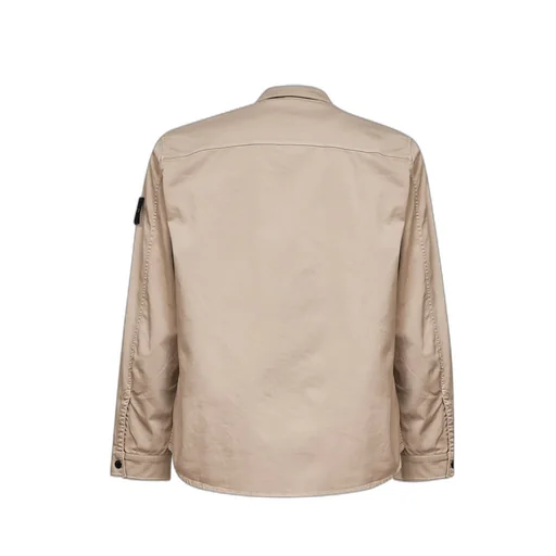 Stone Island Logo Patch Zip-Up Shirt