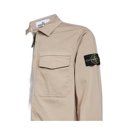 Stone Island Logo Patch Zip-Up Shirt