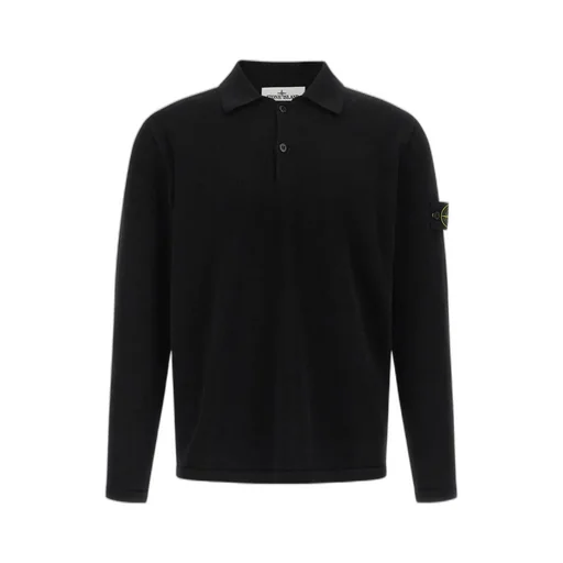 Stone Island Long-Sleeve Knit Polo Shirt