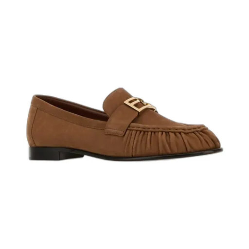 Fendi Logo Plaque Gathered Slip-On Loafers