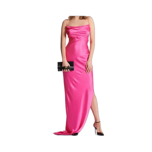 Draped Satin Slit Dress