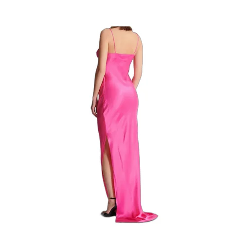 Draped Satin Slit Dress