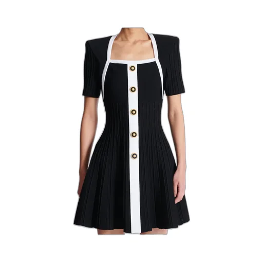 Two-Tone A-Line Knit Dress