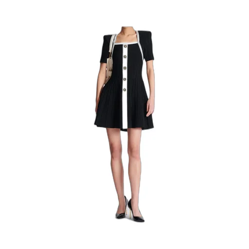 Two-Tone A-Line Knit Dress