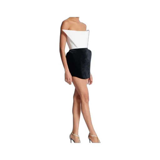 Structured Dual Fabric Strapless Dress