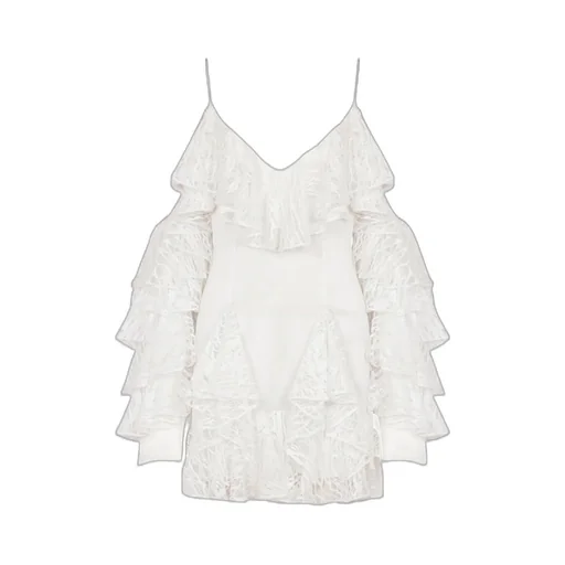 Flowing Dress With Lace Ruffles