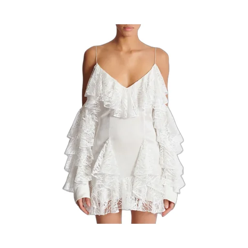 Flowing Dress With Lace Ruffles