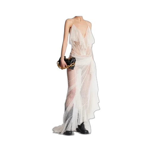 Long Flowing Dress With Lace Ruffles