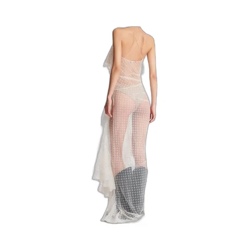 Long Flowing Dress With Lace Ruffles