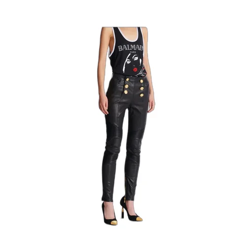 Lambskin Slim-Fit Biker Trousers