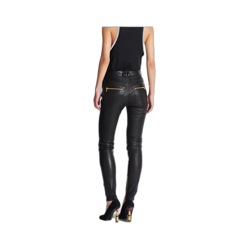 Lambskin Slim-Fit Biker Trousers