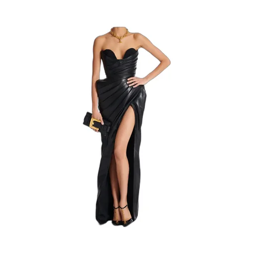 Strapless Leather Bodycon Dress