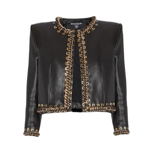 Lambskin Edge-To-Edge Jacket With Chain Trim