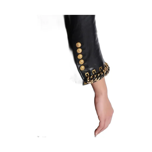 Lambskin Edge-To-Edge Jacket With Chain Trim