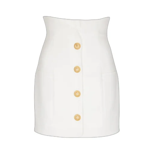 Double Crepe Tulip Skirt With Buttons